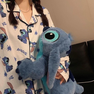 🍒จัดส่งทันที🍒Stitch ชุดนอนน่ารักหญิงการ์ตูนคาร์ดิแกนกางเกงขายาวบริการถึงบ้าน