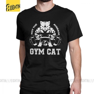 คอลูกเรือเสื้อยืดคอกลม แขนสั้น ผ้าฝ้าย พิมพ์ลาย Not The Average Gym Cat Body สไตล์วินเทจ พลัสไซซ์ สําหรับผู้ชายS-5XL