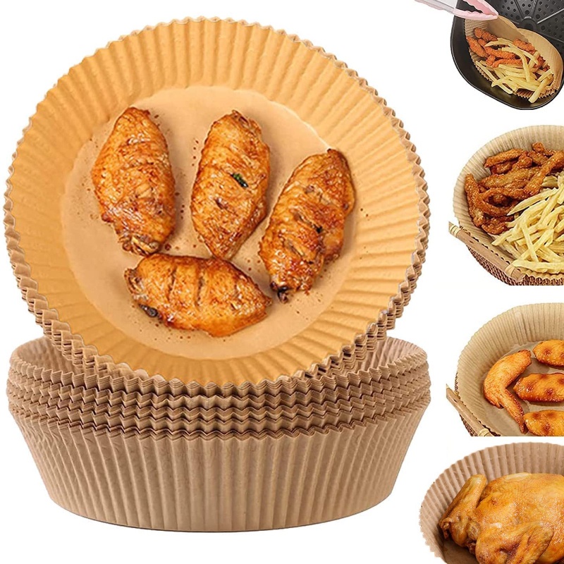 50 ชิ้น Air Fryer กระดาษ Air Fryer กระดาษแบบใช้แล้วทิ้ง Liner กระดาษรองอบ 25-50 ชิ้นกระดาษทิ้งรอบ No