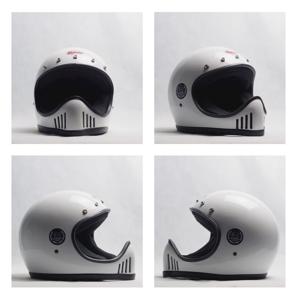หมวกกันน๊อควินเทจX-bone – White colors with black trim : สีขาว ขอบยางดำ (PRO.) ราคา ถูกที่สุด ดีลบีเคเค