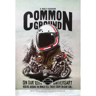 โปสเตอร์ รูปวาด กราฟฟิก โฆษณา Harley Davidson Common Ground POSTER 24"x35" Inch 100th Aniversary Riders Around the World