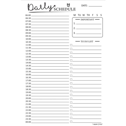 A5/A6 DAILY SCHEDULE 6 RING PLANNER INSERT REFILL