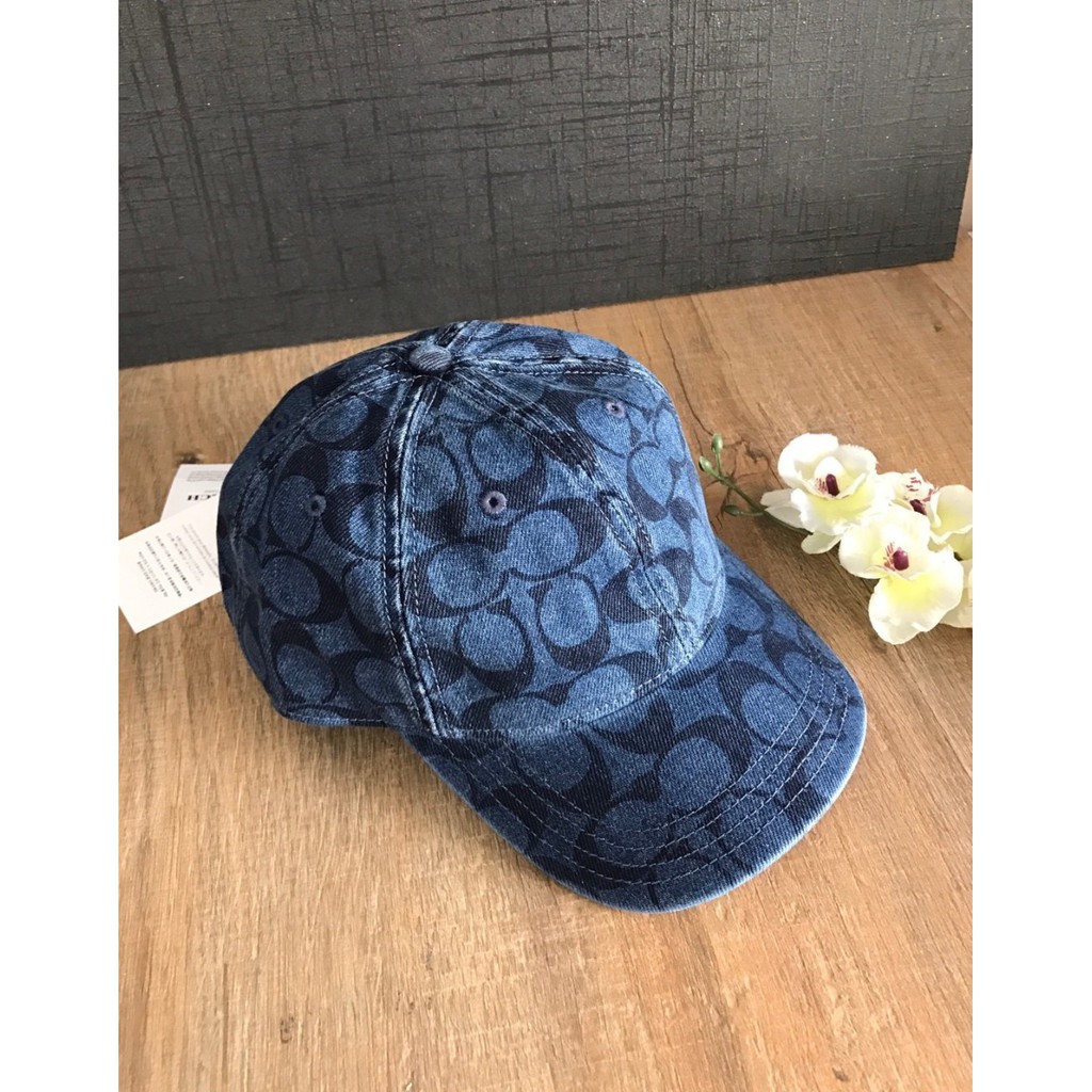 Coach แท้ ✔️ พร้อมส่ง หมวก ผ้ายีนส์ ลาย C | Coach Signature Hat