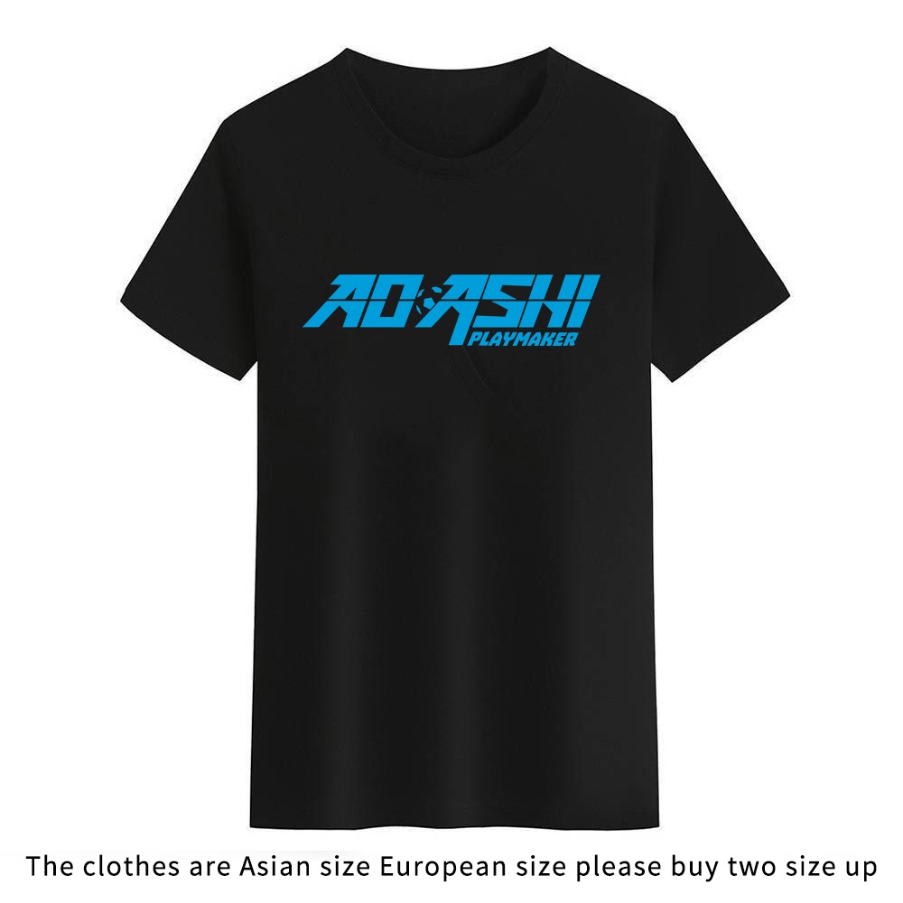 Ao Ashi Aoashi โลโก้เสื้อยืดสําหรับผู้ชายผู้หญิงสีดําสีขาว Tees คอกลม Unisex T เสื้อ Tops