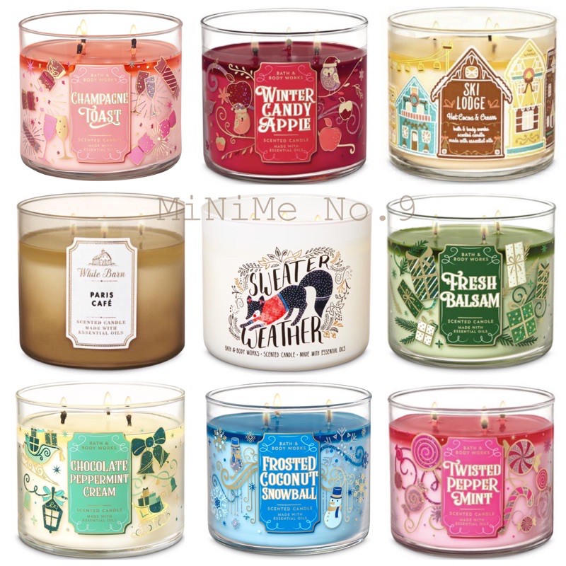 Set27BBW เทียนหอม Fresh balsam Paris Cafe Sweater Weather Bath and Body