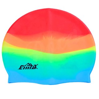 Poca Swim Cap หมวกว่ายน้ำซิลิโคน MorningStar ลายกราฟฟิก รุ่นCima-Red/LightBlue