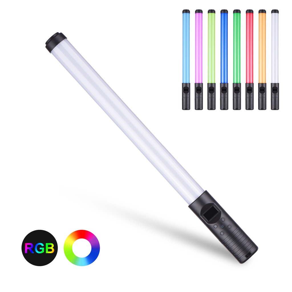 [HOT SALING] 20W Handheld RGB Colorful Light Wand LED Photography Light Bi-color Temperature 3000K-6000K Dimmable Brightness 0%-100% CRI＞85 with Multiple Special Lighting Effects Carrying Bag Remote Control for Party Live Streaming Selfie Portrait Studio