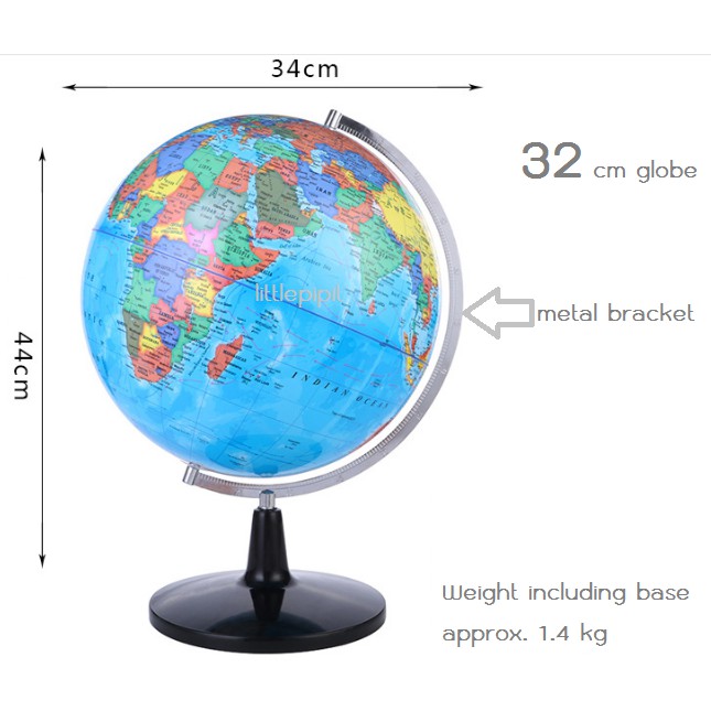 890 บาท Big Rotating Globe ลูกโลก​ ขนาดใหญ่​ 32​ ซม.​ ลูกโลกจำลอง ภาษาอังกฤษ หมุนได้ Hobbies & Collections
