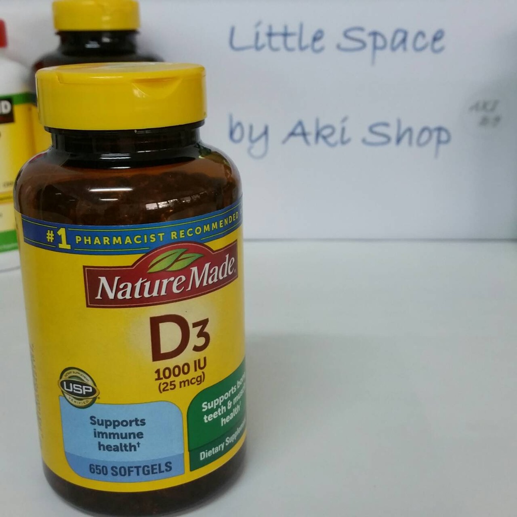 *พร้อมส่งจากไทย กระปุกใหญ่ 650 เม็ด นำเข้าจากอเมริกา วิตามินดี 3 ยี่ห้อ Nature Made Vitamin D3 25 mc