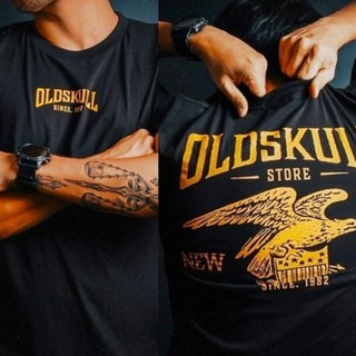 เสื้อยืด Oldskull สไตล์ไบค์เกอร์ ลายนกอินทรีย์