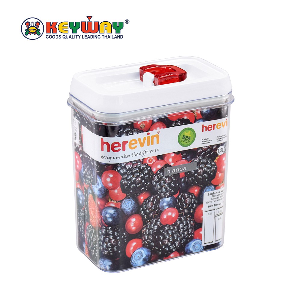 กระปุกใส่อาหาร โหลใส่ขนม ฝาปิดระบบล็อคสปริง (1.8 L) FOOD GRADE PLASTIC STORAGE CONTAINER : 161183-001