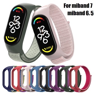 ไนลอน สาย mi band 7 , สาย mi band 6 , สาย mi band 5 Colorful Nylon สายนาฬิกา mi band 7 strap Adjustable Replacement สาย miband 7 Strap