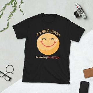 เสื้อยืดสีขาวเสื้อยืดลําลอง แขนสั้น พิมพ์ลาย Smile Cures The Wounding Of A Frown เหมาะกับการเล่นกีฬาS-4XL