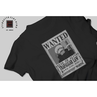 One Piece Wanted Poster Trafalgar Law ฤดูร้อนแขนสั้นเสื้อยืดการ์ตูนญี่ปุ่นอะนิเมะหลวมป่าคู่รักชายและหญิงสามารถสวมใส่ได้