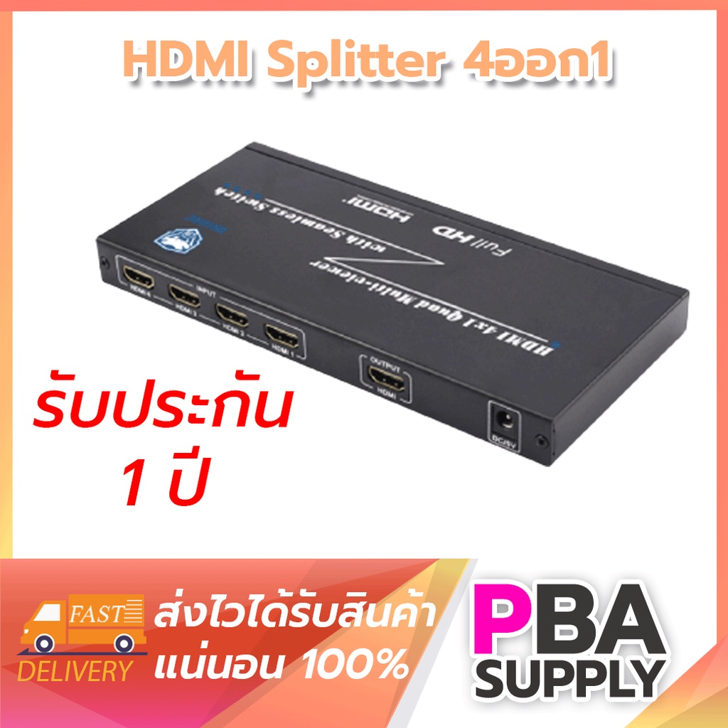 HDMI Switch 4ออก1 Multi-Viewer แสดงภาพ4ช่องใน1จอ Synchronizer