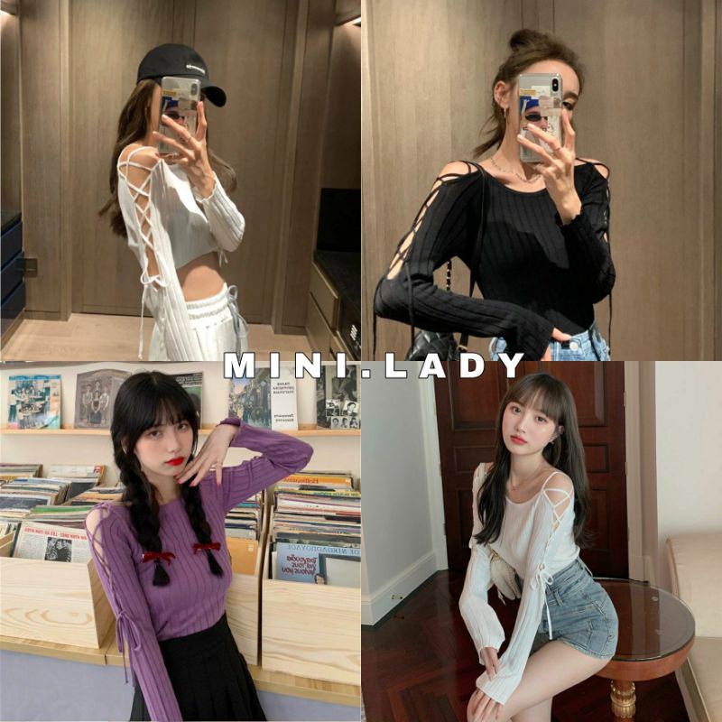 Mini.Lady🤍🖤💜เสื้อแขนยาวมีสไตล์แอบเซ็กซี่ทรงสวยมาก(11037)