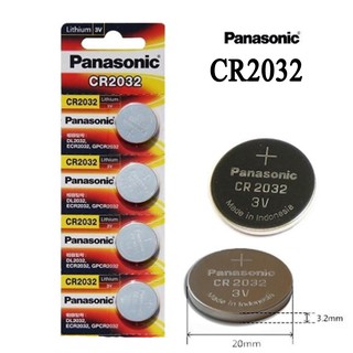 ถ่านกระดุม PANASONIC รุ่น  CR2032 3V Lithium Battery (1 Pack มี 5 ก้อน)