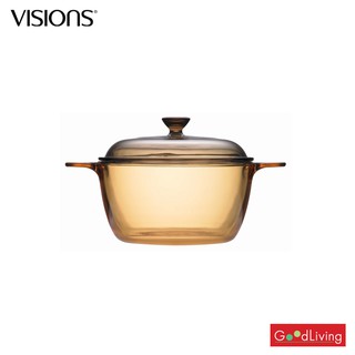 Visions หม้อแก้วทนไฟ+ฝา ขนาด 1.5 L. รุ่น V-01-VS 1.5/CL (สีชา)