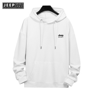 JEEP SPIRIT 1941 ESTD เสื้อกันหนาวลําลอง มีฮู้ด พิมพ์ลาย สําหรับผู้ชาย