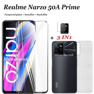 3 in1 ฟิล์มกระจกนิรภัยกันรอยหน้าจอ และฟิล์มเลนส์ และฟิล์มด้านหลัง สําหรับ Realme Narzo 50A Prime Narzo 50 50A 50i