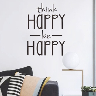 Think HAPPY BE HAPPY สติกเกอร์ติดผนัง PVC ลายสุภาษิตภาษาอังกฤษ สําหรับตกแต่งบ้าน ห้องนอน ห้องนั่งเล่น