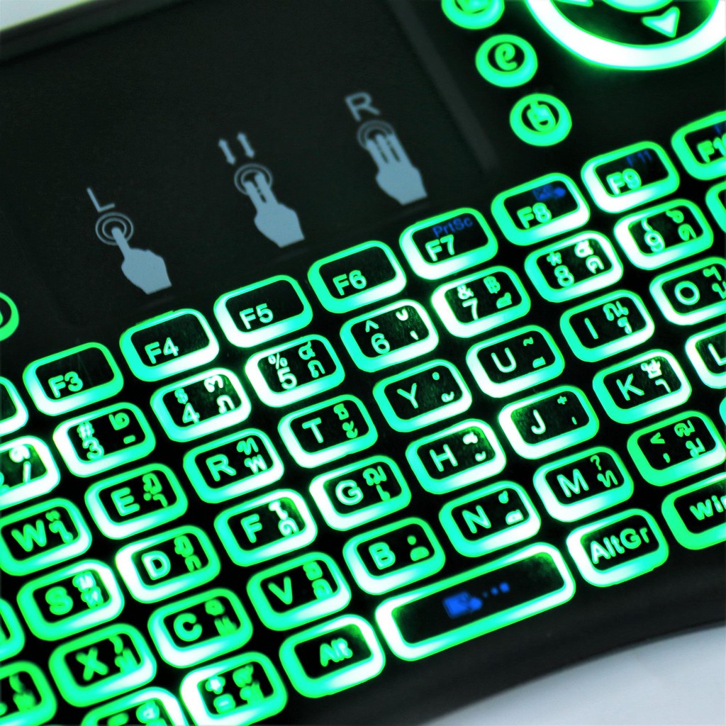 【Mini Wireless Keyboard แป้นพิมพ์ภาษาไทย 】2.4 Ghz Touch pad คีย์บอร์ด ไร้สาย มินิ ขนาดเล็ก for Android Smart TV Box I8