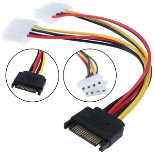 สาย 15pin Sata Male To Double 4 Pin Molex Female 1x2  ST3 (สินค้ามีพร้อมส่ง)