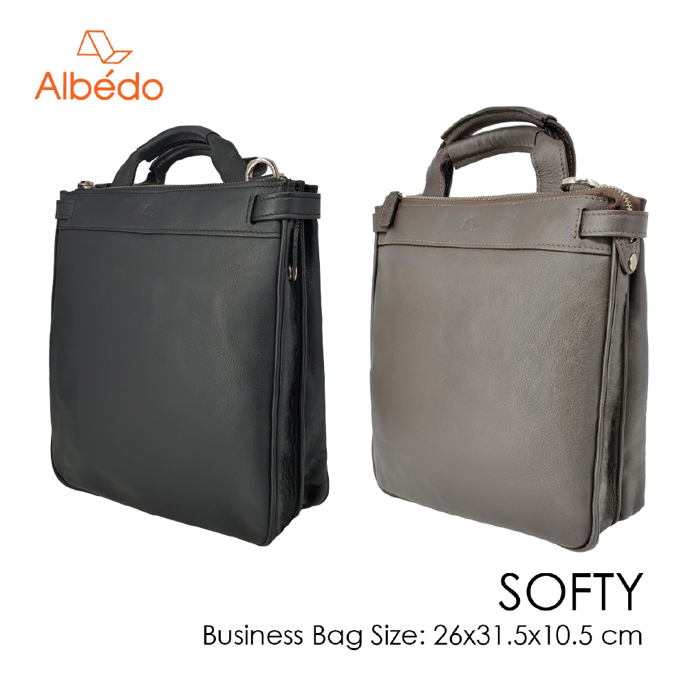 [Albedo] SOFTY BUSINESS BAG กระเป๋าเอกสารพร้อมสายสะพาย หนังแท้ รุ่น SOFTY - SY04399/SY04379