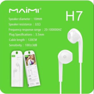 หูฟังยี่ห้อMaimi h7  ใช้สำหรับ สนทนา ฟังเพลง