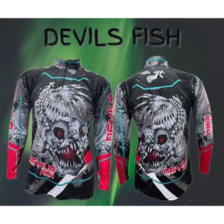 JK Thailand เสื้อตกปลา DEVILS FISH ป้องกันรังสี UV 80% แห้งเร็ว