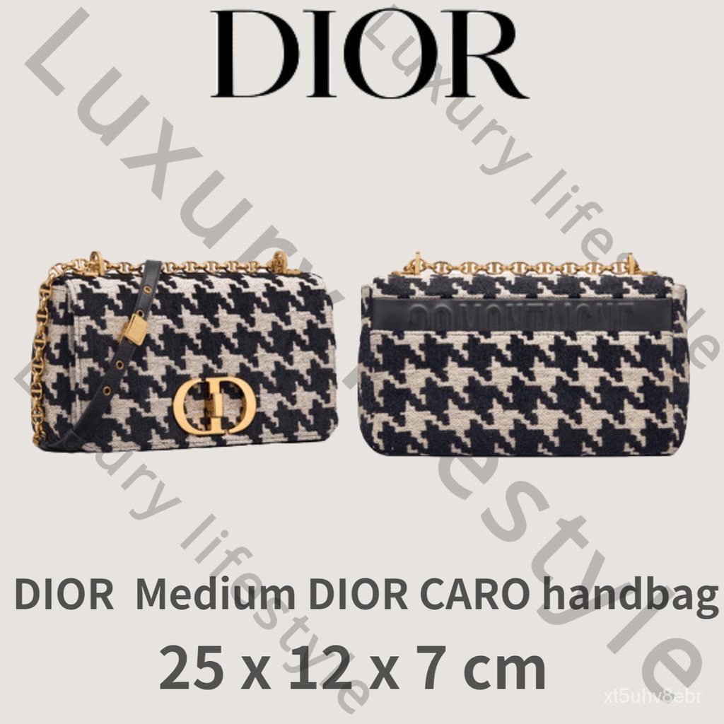 【ของแท้ 100%】Dior medium DIOR CARO handbag/กระเป๋าถือ Dior DIOR CARO ขนาดกลาง ArTt