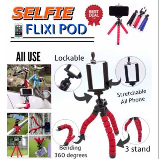 Selfie Flixipod ขาตั้งโทรศัพท์ดัดได้รอบทิศทาง ใช้ในการตั้งถ่ายรูป เซฟฟี่ แบบ 3 ขาตั้ง