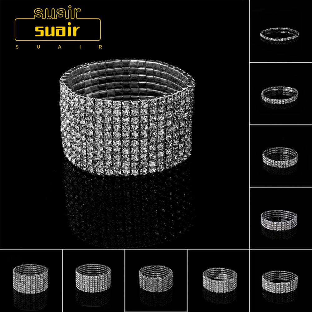Subei 1-10 แถวกําไลข้อมือแฟชั่นประดับคริสตัลเพชรพลอยเทียมเครื่องประดับสตรี