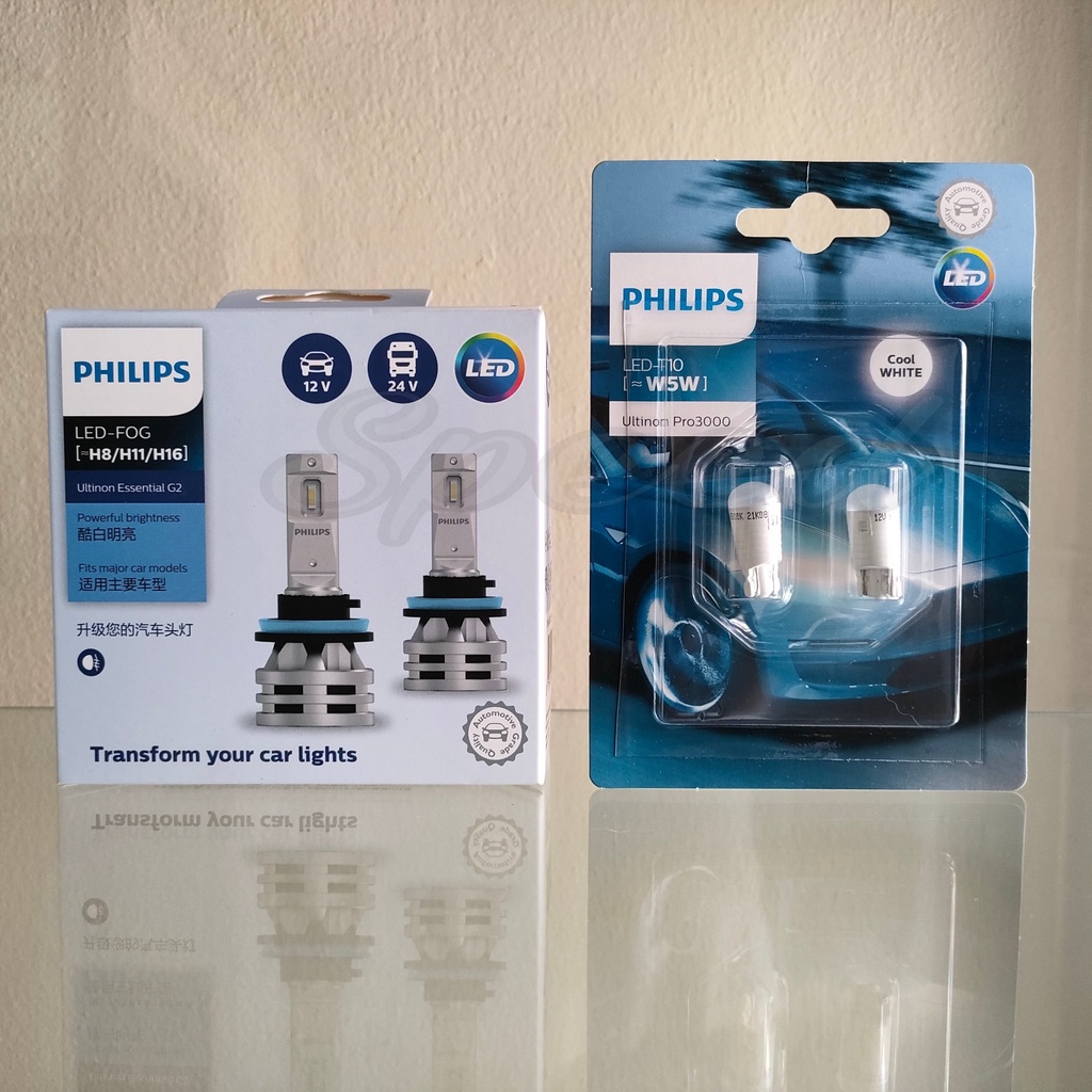 Philips หลอดไฟตัดหมอก Ultinon Essential LED+150% Gen2 6500K H8/11/16 แถมฟรี Philips Pro3000 LED T10