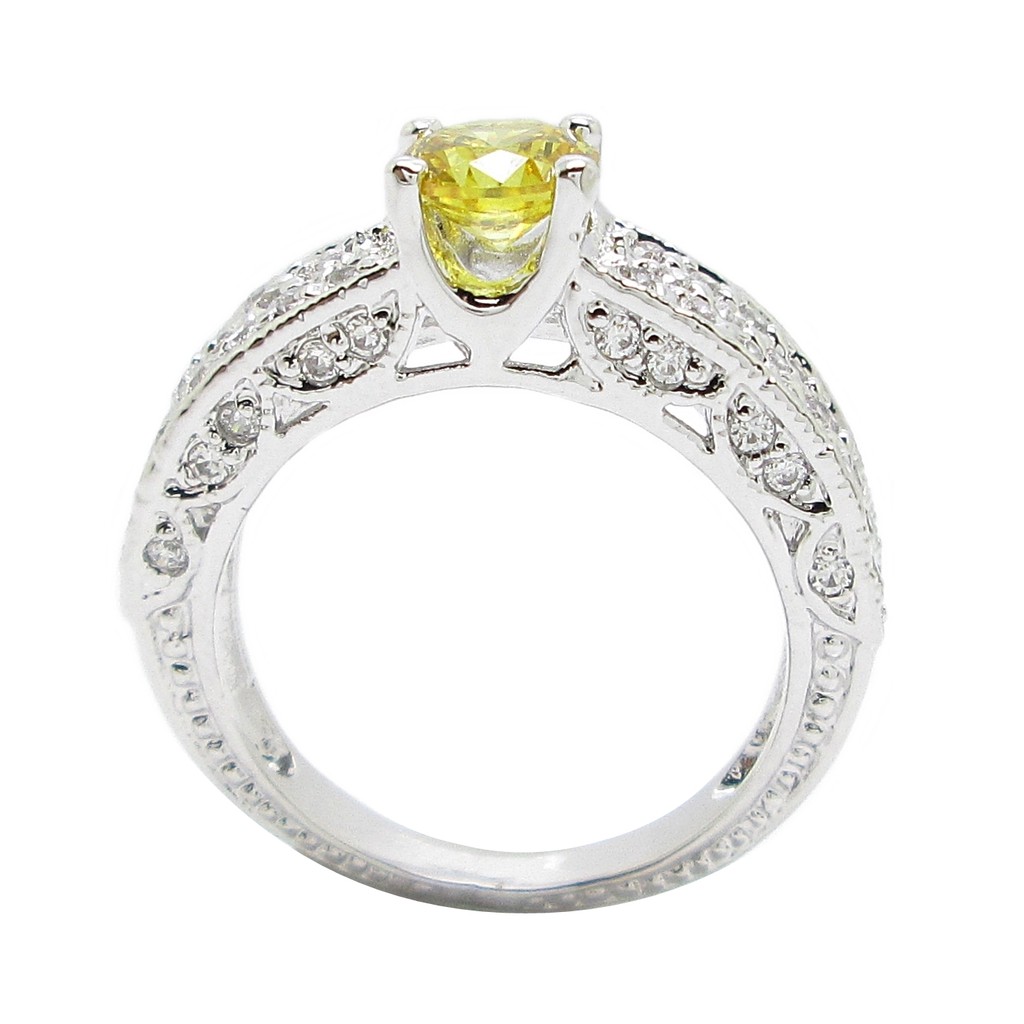 แหวนผู้หญิงมินิมอล แหวนพลอยบุศราคัม แหวนสีเหลือง ประดับเพชร เพชร cz แท้ ชุบทองคำขาว