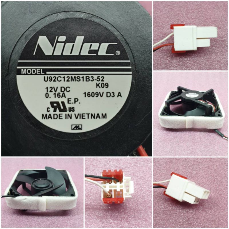 พัดลมตู้เย็นซัมชุง 2 ประตูแท้ 12VDC 0.16A 3 สาย ขนาด 3.5X3.5"ปลักใหญ่