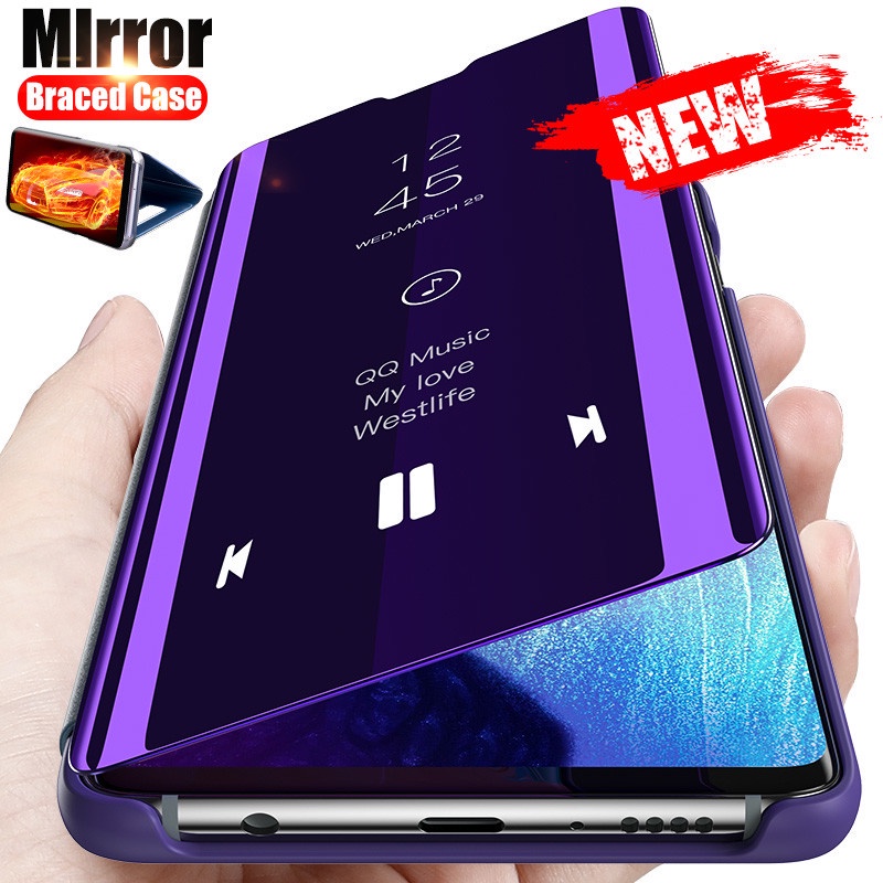 เคสโทรศัพท์มือถือ แบบฝาพับกระจกอัจฉริยะ สําหรับ OPPO Reno 3 4 5 Pro A54 4G A16 A93 Realme C15 C12 C25 7i C21Y