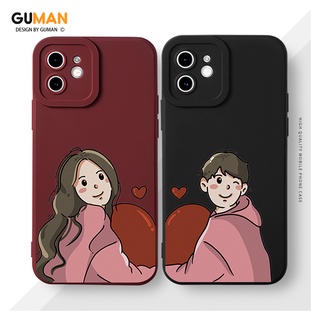 GUMAN เคสคู่ เคสไอโฟน คู่รัก ขอบเหลี่ยมกันกระแทกซิลิโคนนุ่มการ์ตูนน่ารักตลก เคสโทรศัพท์ Compatible for iPhone 14 13 12 11 Pro Max SE 2020 X XR XS 8 7 6 6S Plus พลัส XYI546