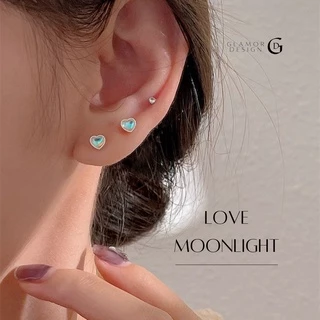 GLAMOR✨ต่างหูเปลี่ยนสี LOVE MOONLIGHT ต่างหูเงิน ตุ้มหูสวยๆ ต่างหูหัวใจ ต่างหูแฟชั่น ตุ้มหูเงินแท้
