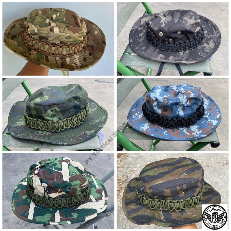 หมวกปีกถักเชือก paracord 4มิล ใส่กันแดดได้ดี ด้านข้างมีรูระบายอากาศ
