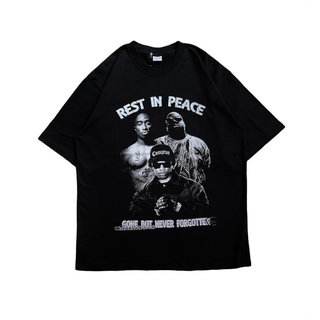 เสื้อยืดโอเวอร์ไซส์เสื้อยืด พิมพ์ลาย Rest IN PEACE OUTLAWS สีดําS-3XL