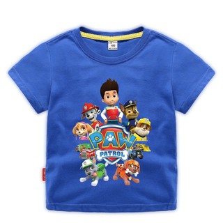 Paw Patrol Kids Boys เสื้อคอตตอนคอตต้อนเสื้อฤดูร้อนแขนสั้น Tee Top เสื้อ 2-8T