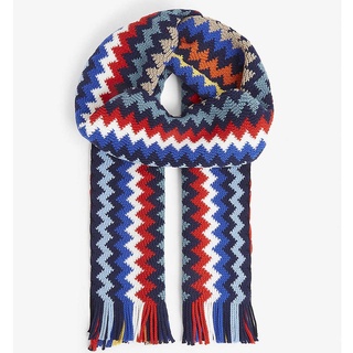 พร้อมส่ง ผ้าพันคอ MISSONI Zigzag-pattern tasselled wool scarf