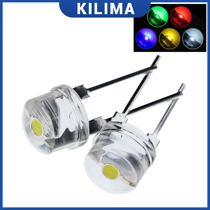 50/20/10 ชิ้น F8 8 มม. 0.5W 3.0-3.2V หมวกฟาง Super bright สีขาว มุมกว้าง โปร่งใส โคมไฟฟาง