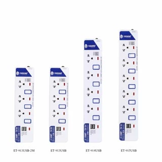 ‼️ ถูกที่สุด ปลั๊กไฟ รางปลั๊กพ่วง ยี่ห้อ Toshino มี 3/4/5 ช่อง+USB2ช่อง สายไฟยาว 2 หรือ 3 เมตร ฟรี! ปลั๊กแปลง