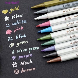 [InterfunT] 10Pcs Color Metallic Fine Pen Pencil Marker DIY Album Dauber Pen Set Waterproof [NEW]