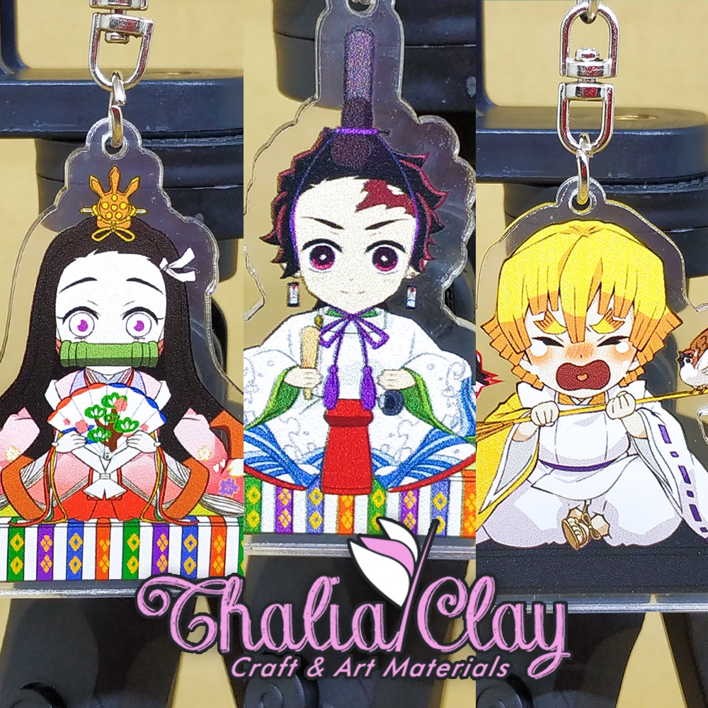 DEMON SLAYER ACRYLIC พวงกุญแจ TANJIRO ZENITSU NEZUKO ACRYLIC พวงกุญแจ WIBU