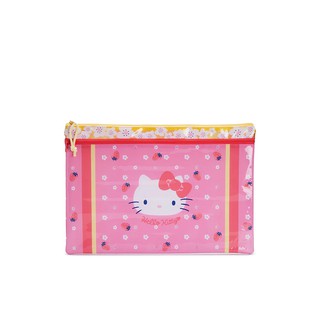 SANRIO ซองซิป F4 Hello Kitty Strawberry สีชมพู แฟ้ม เครื่องเขียน