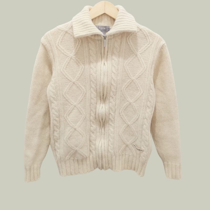 167 Radio Garden Beige Argyle Cable Jacket thrift