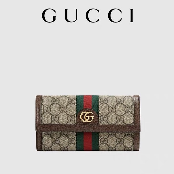 "ของแท้100%" Gucci Ophidia GG presbyopia long wallet card case coin purse 523153